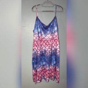 Rosegal purple blue and pink mermaid scale sleeveless dress